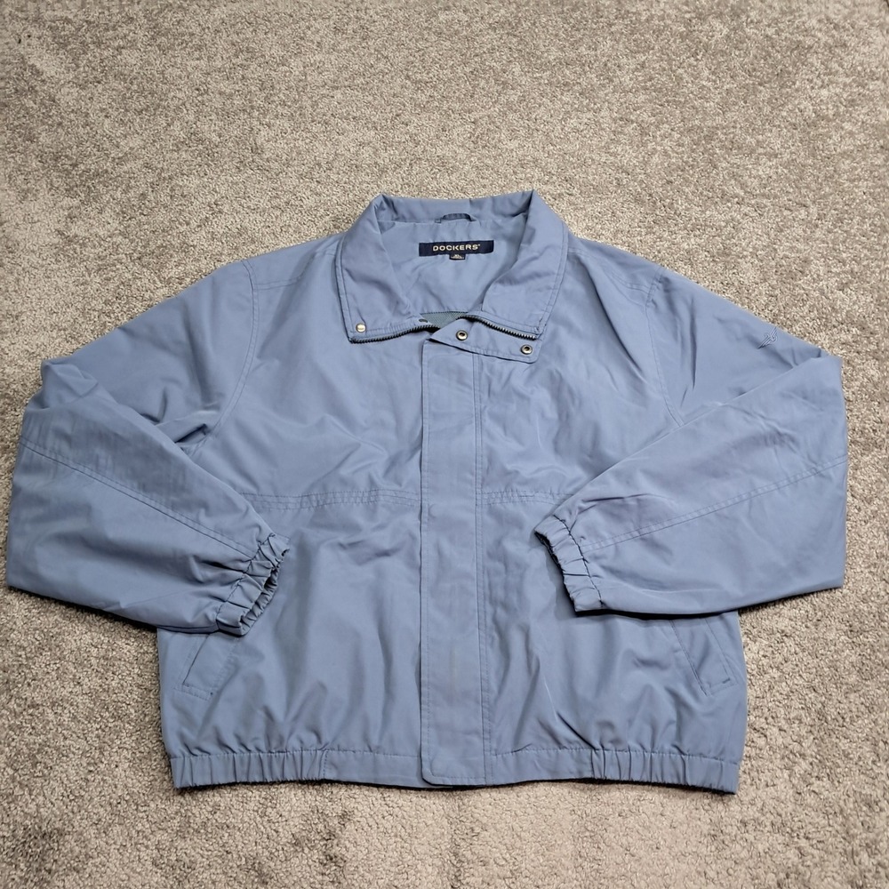 Dockers Mens Full Zip Windbreaker Jacket Blue XL Style 042300 Lightweight Coat